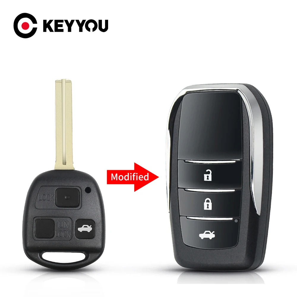 Кнопочный модифицированный чехол KEYYOU 2/3 для автомобильного ключа-раскладушки Lexus