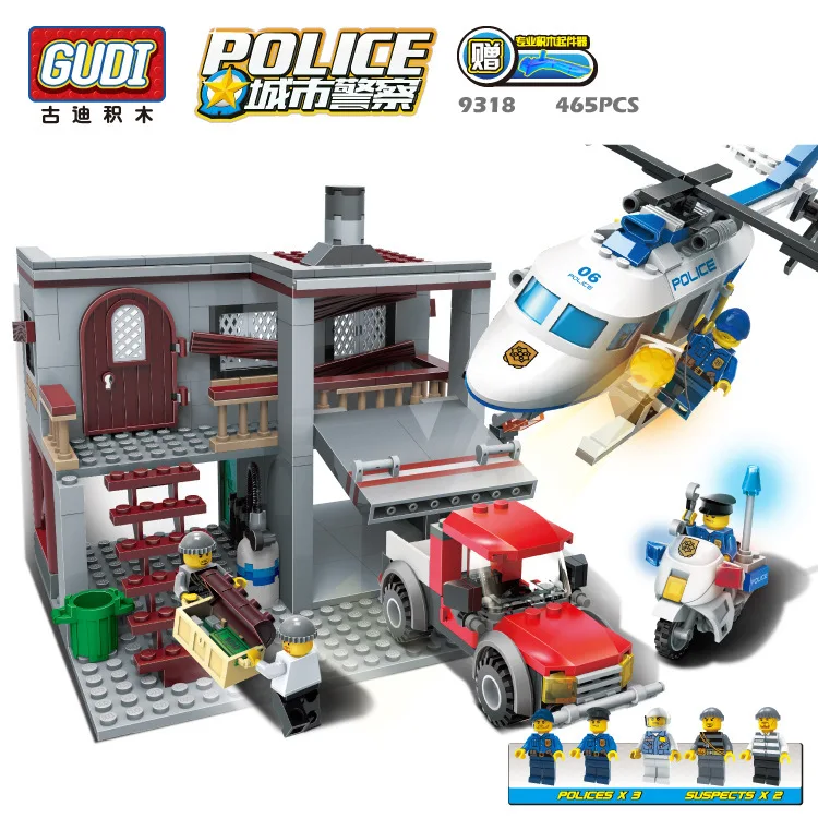 

Lion New Music New Goood City Police-Helicopter Manhunt 9318 Educational Assembled Building Blocks Toy