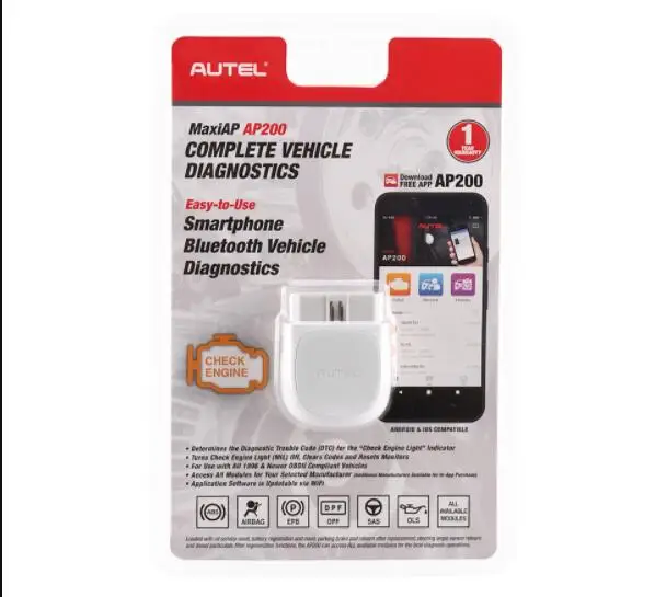 Цена autel AP200 Bluetooth OBD2 сканер считыватель кодов полные системы диагностики AutoVIN TPMS IMMO семья DIYers PK MX808