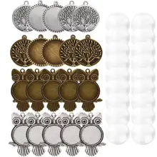 40 шт. Сова жизнь подвеска в виде дерева основа установка пустой ободок лоток с круглым 25 мм стекло кабошон купол Камея для DIY ювелирных изделий