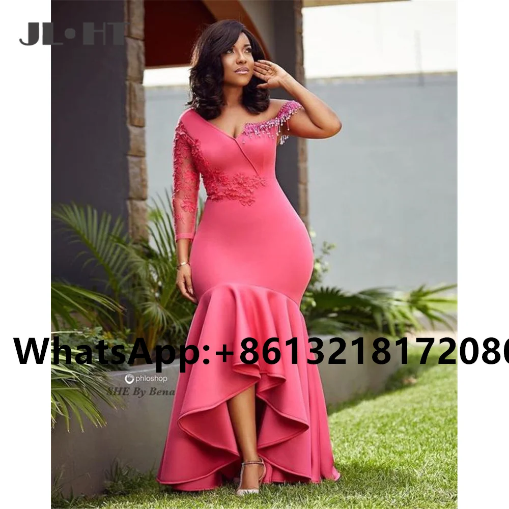 2021 African Watermelon Evening Dresses 