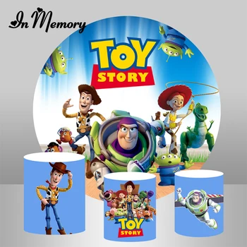 

InMemory Round Circle Toy Story Theme Backdrops Kids Boys Birthday Party Photography Backgrounds Custom Plinth Covers