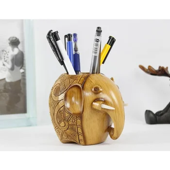 

1PC Creative Elephant Shape Durable Lovely Resin Brush Pot Pen Holder Pencil Container for School Office