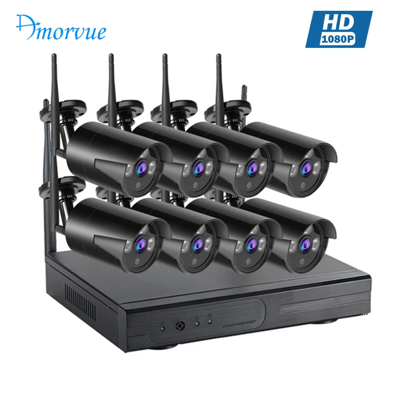 8 cameras Amorvue 8CH 1080P Wifi CCTV камера система 2MP Wifi цилиндрическая ip-камера с защитой от атмосферных воздействий Wifi NVR комплекты видеонаблюдения камера безопасности - Цвет: 8 cameras