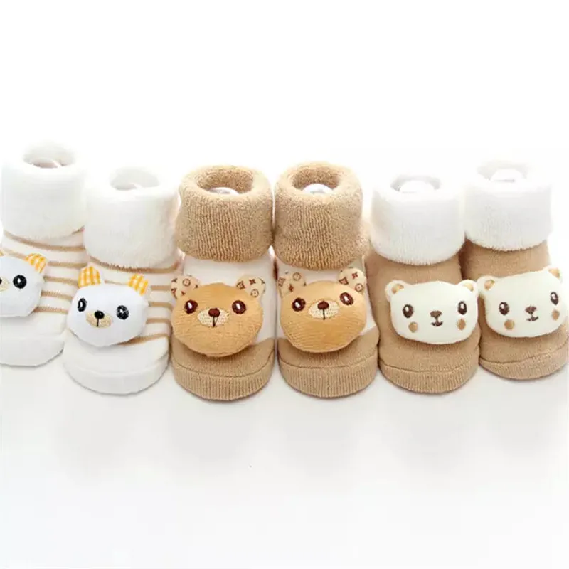 3PCS Cute Baby Girl Boy Anti-slip Socks Cartoon Newborn Winter Warm Slipper Shoes Boots 0-18Month