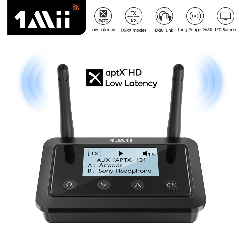Transmisor Audio Bluetooth 5.0 1mii Bluetooth USB PC Dongle Bluetooth para PC Xbox Adaptador de Audio USB de Doble Enlace a Altavoz/Auriculares Bluetooth PS4 con APTX Baja Latencia y APTX HD 