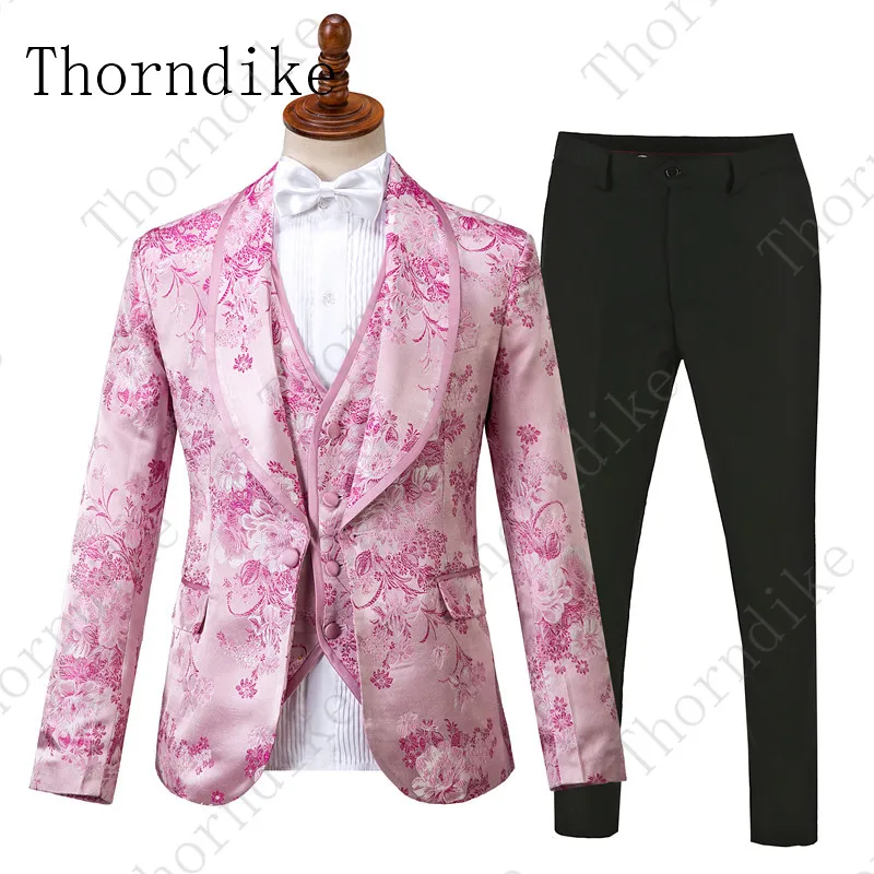 Thorndike дизайн Мужская Стильная Вышивка цветочным узором костюмы сценический для певца свадебный смокинг жениха костюм Homme 3 комплекта - Цвет: suits 5