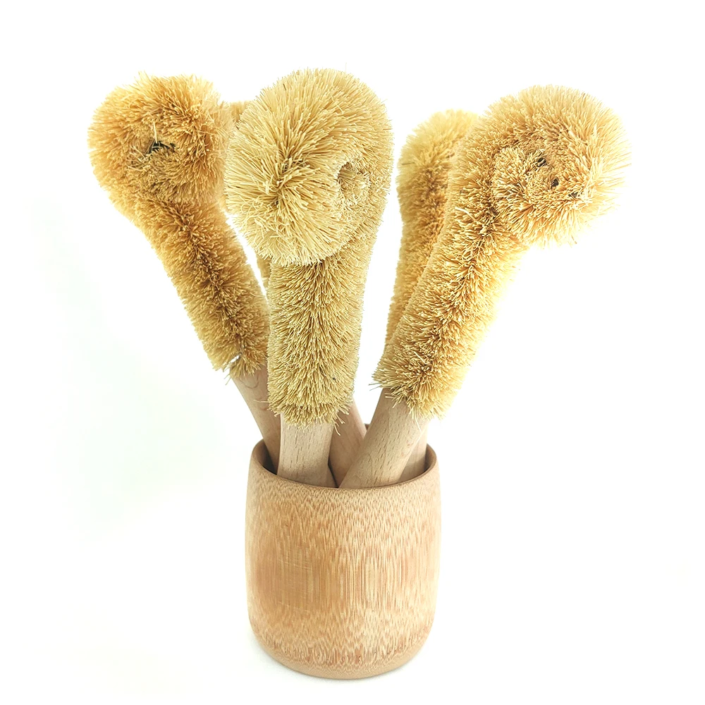 Kitchen-Cleaning-Brush Dish-Washing Coconut-Fiber Non-Stick Brown Natural Bottle