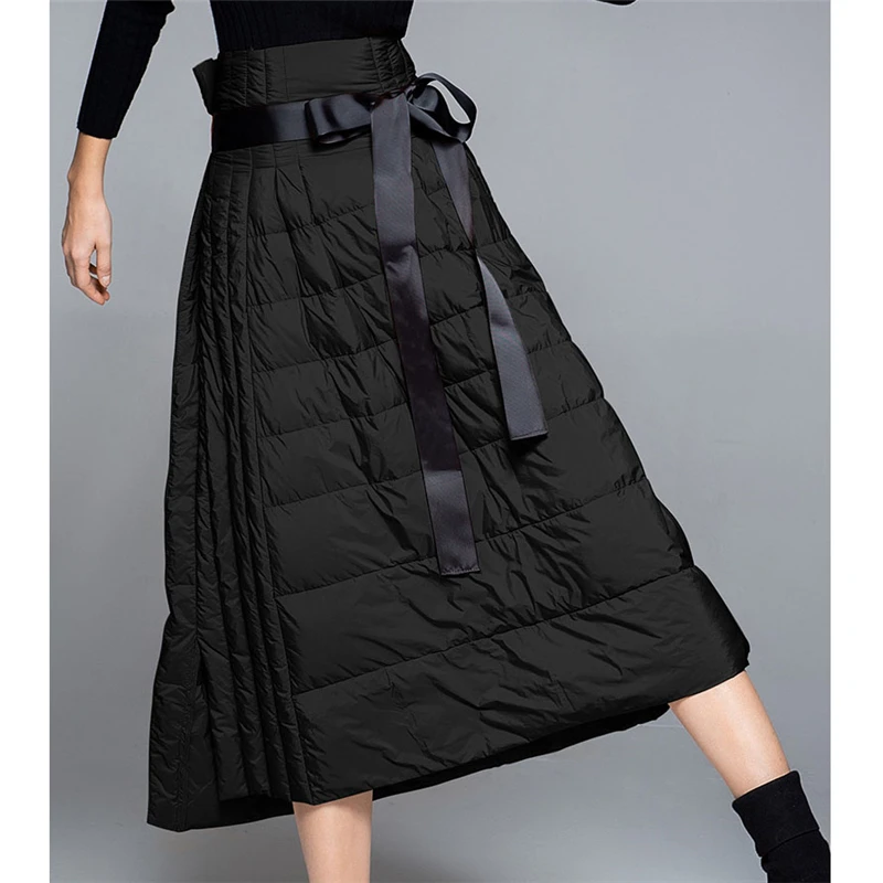 Новая осенне-зимняя Однотонная юбка с разрезом трапециевидной формы, Женская длинная юбка, модная повседневная Свободная юбка для женщин W147