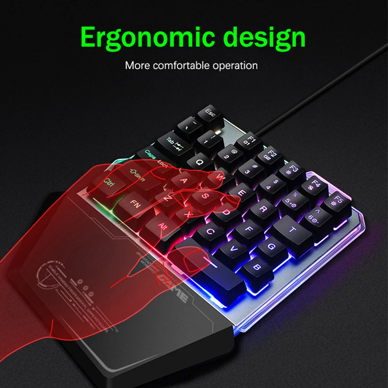 RGB PUBG Single-Handed Keyboard For PS4/Xbox/PC Mobile Phone Game Porable Wired USB LED Backlight Keypad Mechanical Keyboard