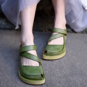 

Artmu Female Women Sandals Shoes Fashion Open Toe New Designer Fish Mouth Knitting Slippers Outer Wear 4.5 cm High Heel Sandals