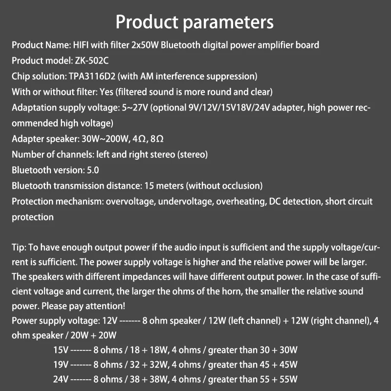 TPA3116 Bluetooth 5,0 Hi-Fi стерео цифровой усилитель мощности аудио плата 50 Вт+ 50 Вт стерео усилитель AUX с регулировкой громкости для dc 12 В 24 В