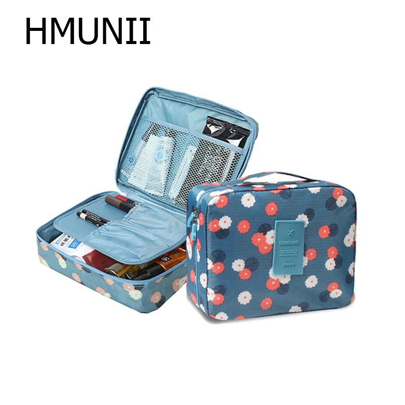 Сумка для макияжа HMUNII на молнии мужчин и женщин нейлоновая косметичка чехол