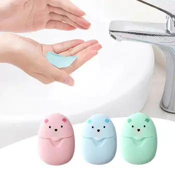 

Hot Sell 50Pcs Disposable Soap Paper Clean Scented Slice Foaming Box Mini Paper Soap For Outdoor Travel Use Make Foaming