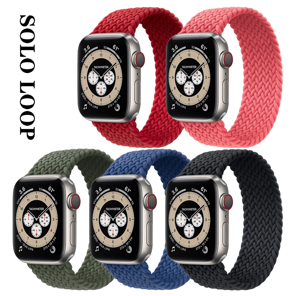 

Braided Solo Loop For Apple watch band 44mm 40mm 38mm 42mm Soft Woven stretch nylon belt bracelet iWatch series 3 4 5 SE 6 strap