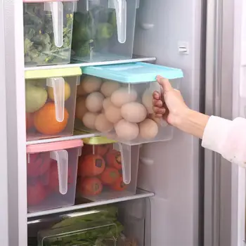 

Refrigerator Organizer PP Food Storage Container With Lid Handle Fresh-Keeping Box Case Fridge Reusable Crisper Storage Kitchen