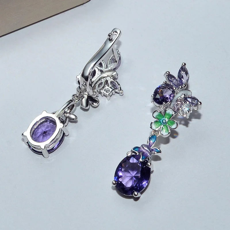 

Бриллиантами Мода ювелирные изделия S925 Стерлинговое Серебряные серьги Для женщин капли воды Обручение ювелирные украшения стерлингового ...