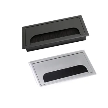 

Table Desk Rectangle Wire Cover Cable Grommet Wire Hole Cover Outlet Port with Black Brush Furniture Hole Plug