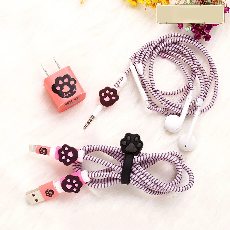 8pcs Disney Mickey Mouse Stitch Totoro Cable Winder Set Figure Doll Cartoon Charger Usb Cable Stickers Iphone Cable Protect Gift