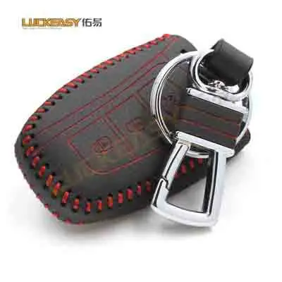 Luckeasy для hyundai SANTA FE gl/gls 2013 чехол автомобильный ключ держатель Крафт первый слой 2013 santafe IX45 key2a - Название цвета: Красный