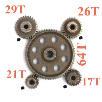 

HSP 48P 0.8M 64T Main Metal spur Gear 5mm reducer＆17/21/26/29T Motor Gear 3.17mm Shaft diameter for Hsp 94123 94111 94107 94170