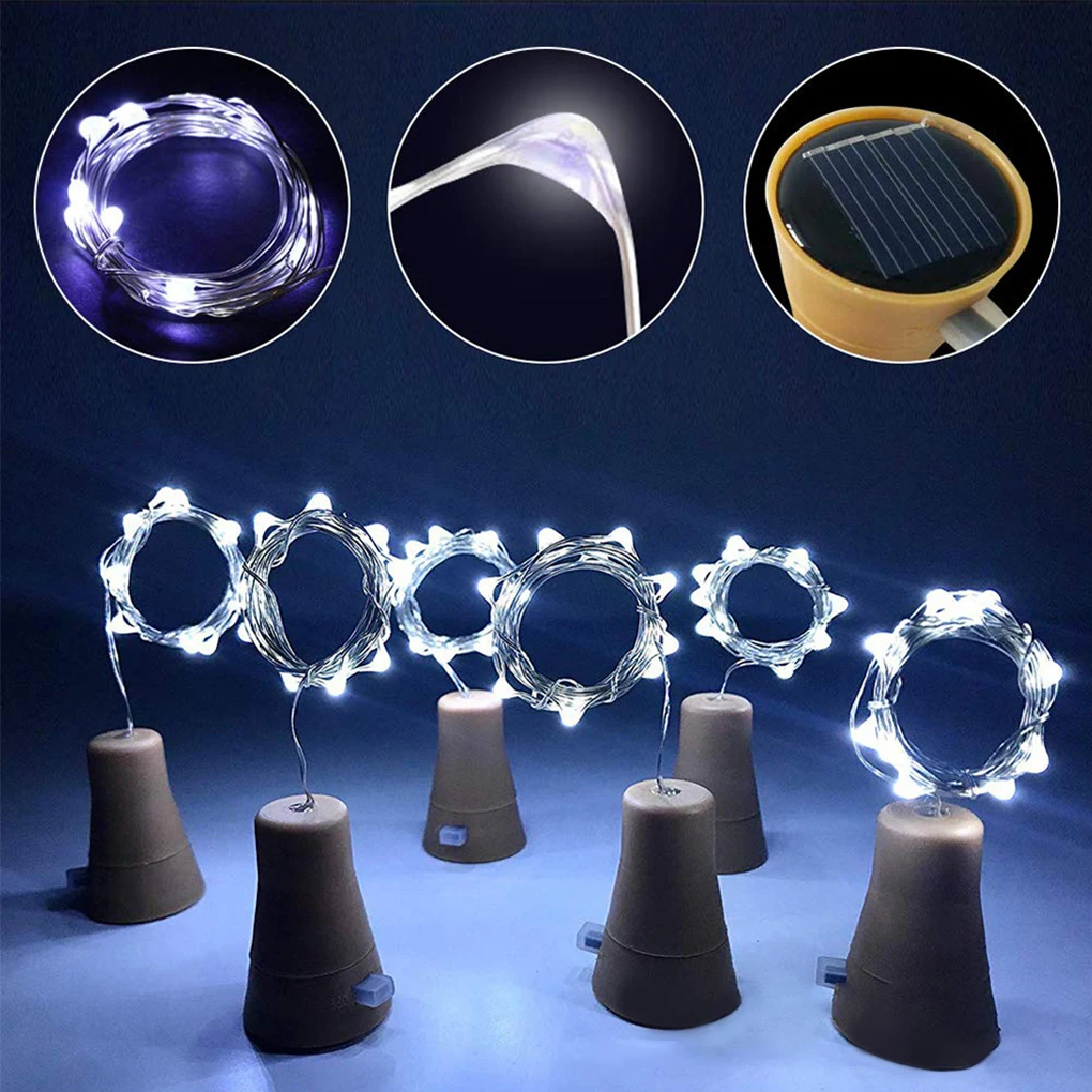 Solar Wine Bottle Lights 10/20 LED Solar Cork String Light Copper Wire Fairy Light for Holiday Christmas Party Wedding Decor