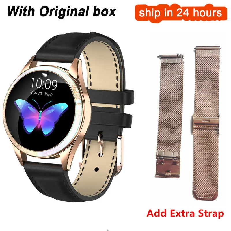 add extra strap Новые KW20 Смарт-часы для женщин IP68 Водонепроницаемый мониторинг сердечного ритма Bluetooth для Android IOS фитнес-браслет женские умные часы - Цвет: add extra strap