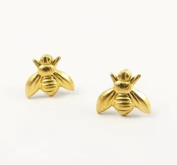 

Gold Silver Honey Bee Earrings Tiny honeybee Stud Earrings Woodland Insect fly bird honey Bumble Bee stud Earrings