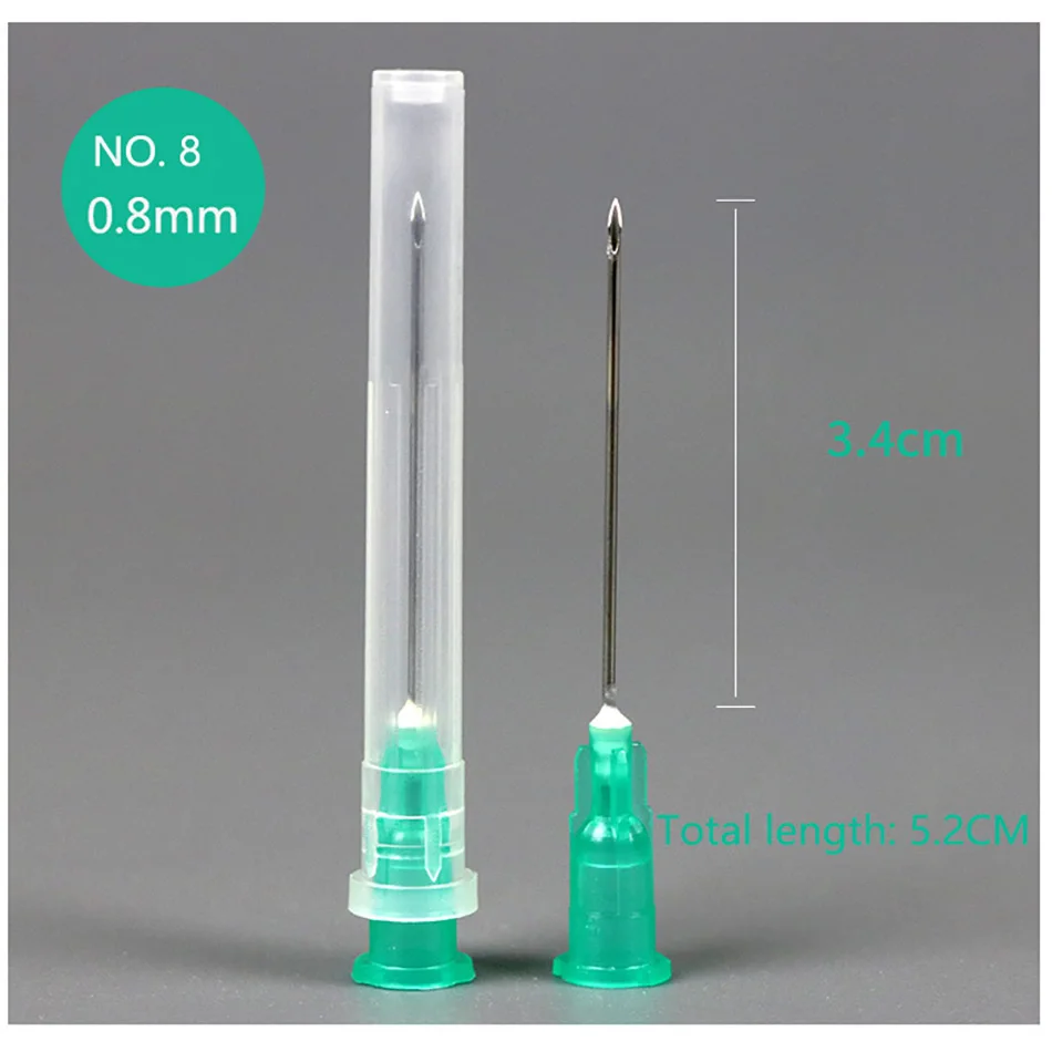 NO.8(25PCS) 25pcs Sterile tip needle Piercing Transparent Syringe Injection glue Clear Tip Cap ForPharmaceutical injection needle - Color: NO.8(25PCS)
