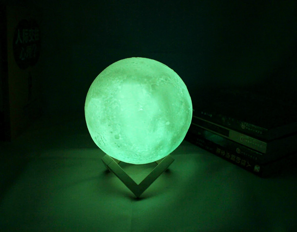 Battery Powered LED Moon Night Light 8/10/12/15cm 3D Print Moon Lamp with Stand Starry Lamp 7Color Bedroom Decor Light Kids Gift night lamp for bedroom