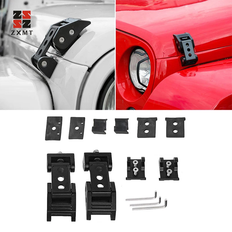 

1 Pair Stainless Steel Aluminum Hood Latch Catch Engine Cover Lock Black Engine Bonnets Fit Jeep Wrangler JK JL Unlimited