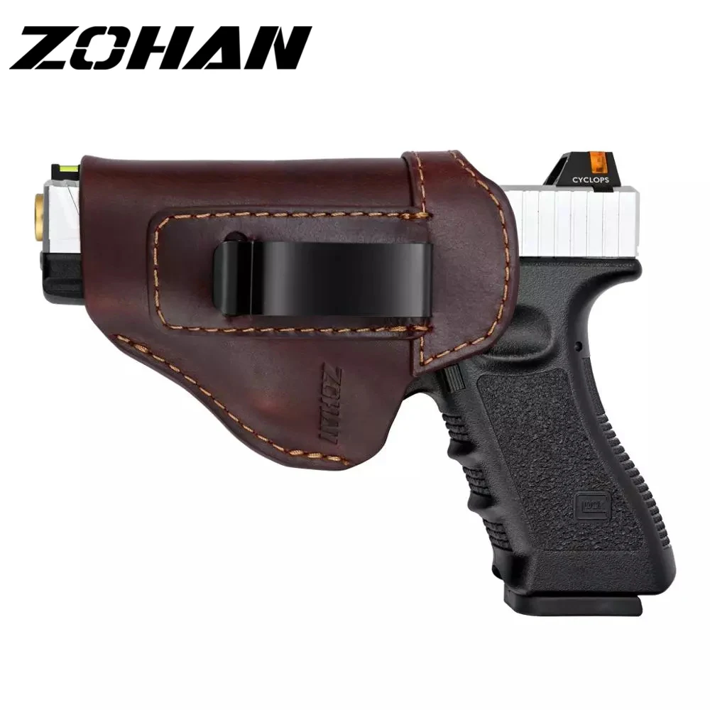 ZOHAN Defender Leather IWB Holster for S&W M&P Shield GLOCK 17 19 22 23 32 33 Springfield XD & XDS Universal Handguns