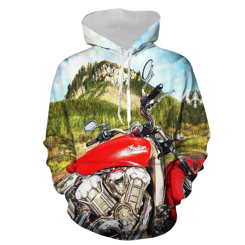 

2020 spring and autumn explosion models men and women fashion motorcycle 3D design printed pullover hoodie hip hop sportswear