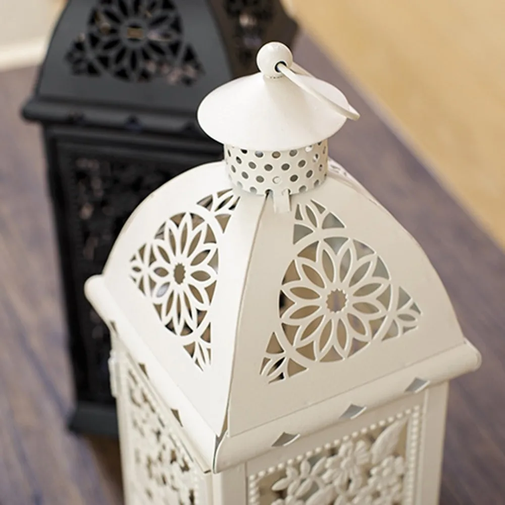 White / Black European Wrought Iron Candlestick Wind Lamp Wedding Props Wind Lamp Home Decoration Candle Holder Home Decor