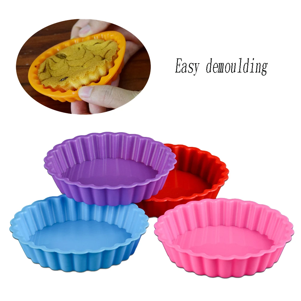 Silicone Tart Baking Molds Mini Quiche Trays Nonstick Round Fluted