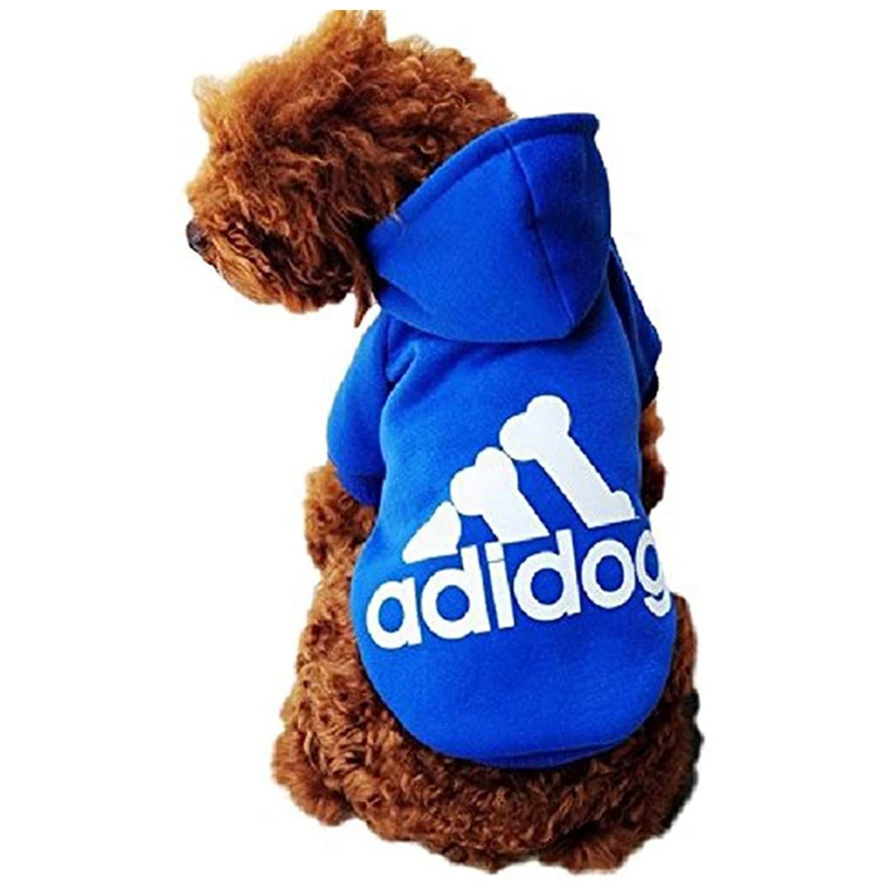 Синий Повседневная Осенняя зимняя верхняя одежда с капюшоном Adidog Одежда для собак теплое пальто с капюшоном одежда куртка для собак модная одежда для собак пальто для домашних животных - Цвет: Синий