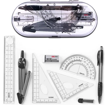 

8 pcs/set Protractor Drawing Triangle Eraser Compasses Set Math Eraser Ruler For Students School Supplies