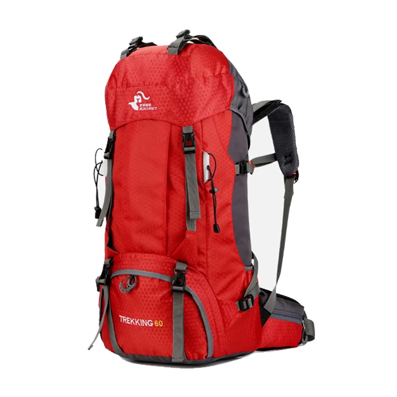 

Outdoor travel backpack 60L waterproof polyester sports bag with rain cover camping hiking backpack mochila trilha