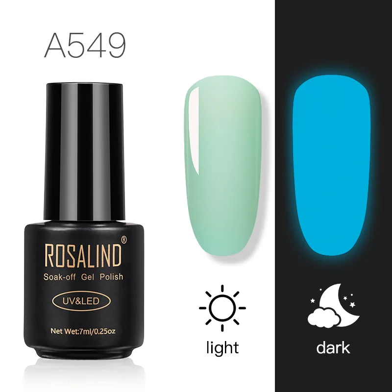 ROSALIND светящийся гель Полировка Для ногтей Дизайн ногтей УФ гель флуоресцентный лак для ногтей Клей поли гель маникюр светится в темноте TSLM1 - Цвет: A549