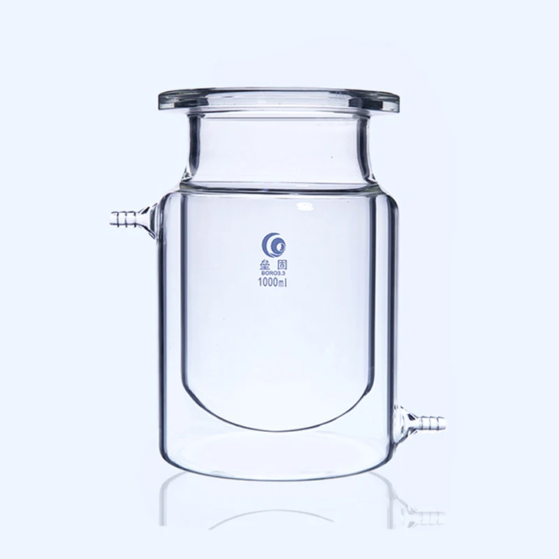 FlatBottomThreeFourMouthOpenGlassJacketedReactionBottle