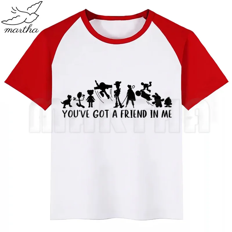 Toy Story/футболка для маленьких мальчиков и девочек с надписью «You't Got A Friend In Me», детский топ для мальчиков, Детская футболка с принтом, Забавные футболки, летние топы с короткими рукавами - Цвет: RedE