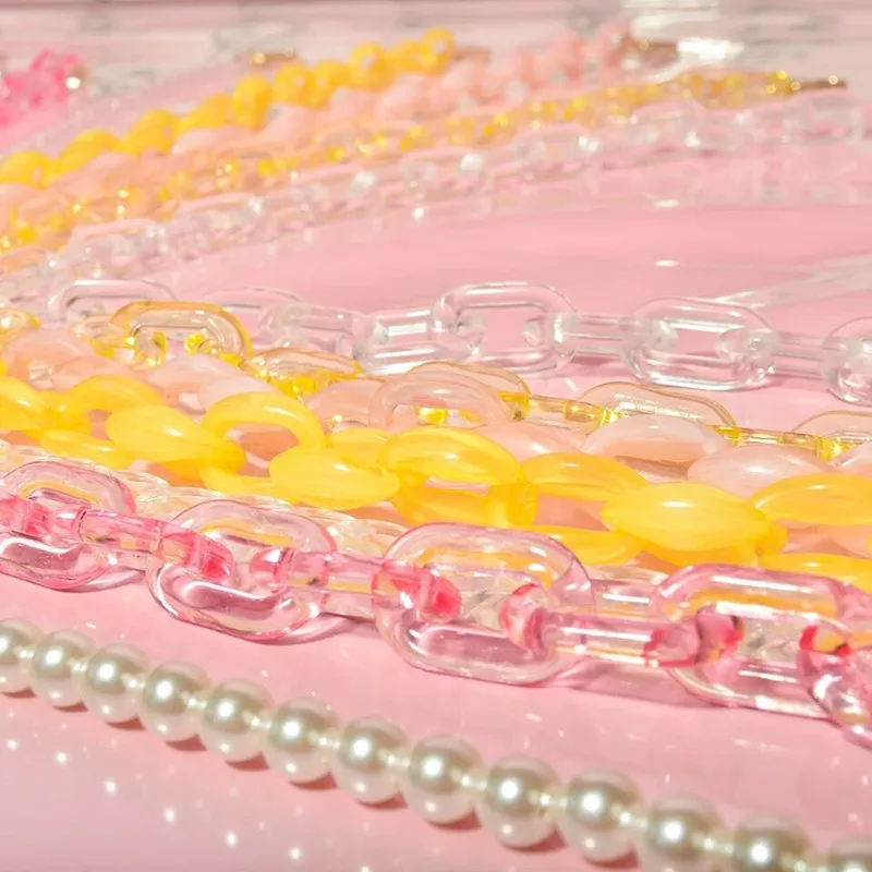 

PUOU 60cm Acrylic Resin Chain Bag Strap for Handbags Women Gold Purse Chains for Plastic Bags Accessories Acrylic Plastic Chain