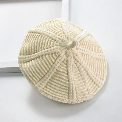 Beige Вязаный для новорожденных шляпа для маленьких девочек и мальчиков, милые зимние шапки для девочек, теплые толстые шапки, Детские шапочки, шапка для детей 2-10 лет GH702 - Цвет: Beige