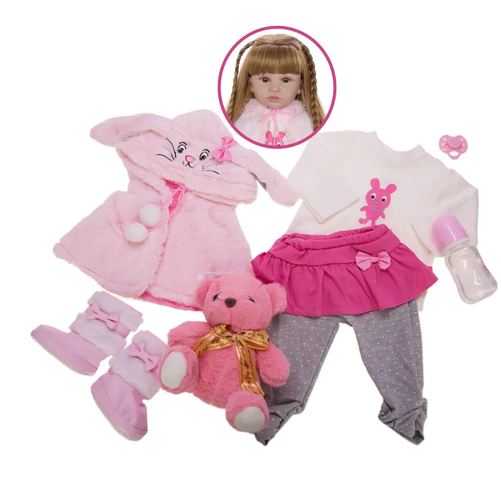 KEIUMI 24 дюймов Bebes кукла трансфер для новорожденных, для девочек кукла 60 см мягкие виниловый тканевый фон для фотостудии средства ухода за кожей принцессы кукла Boneca Reborn Детские Лучший Друг детства