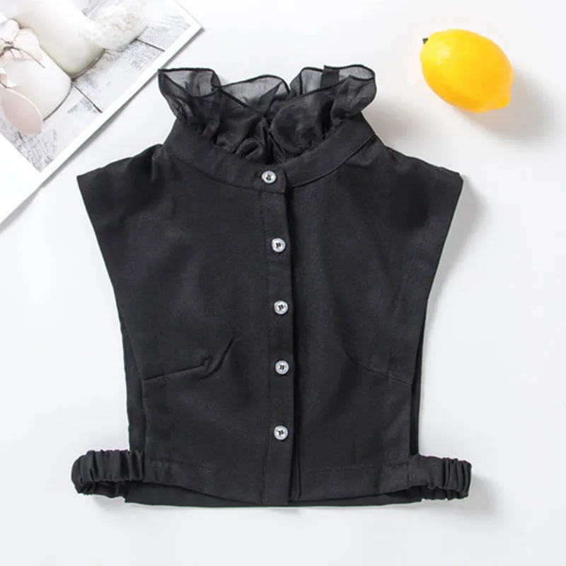 HISUMA Женская Базовая рубашка свитер полиэфирная подставка ложный воротник оборки