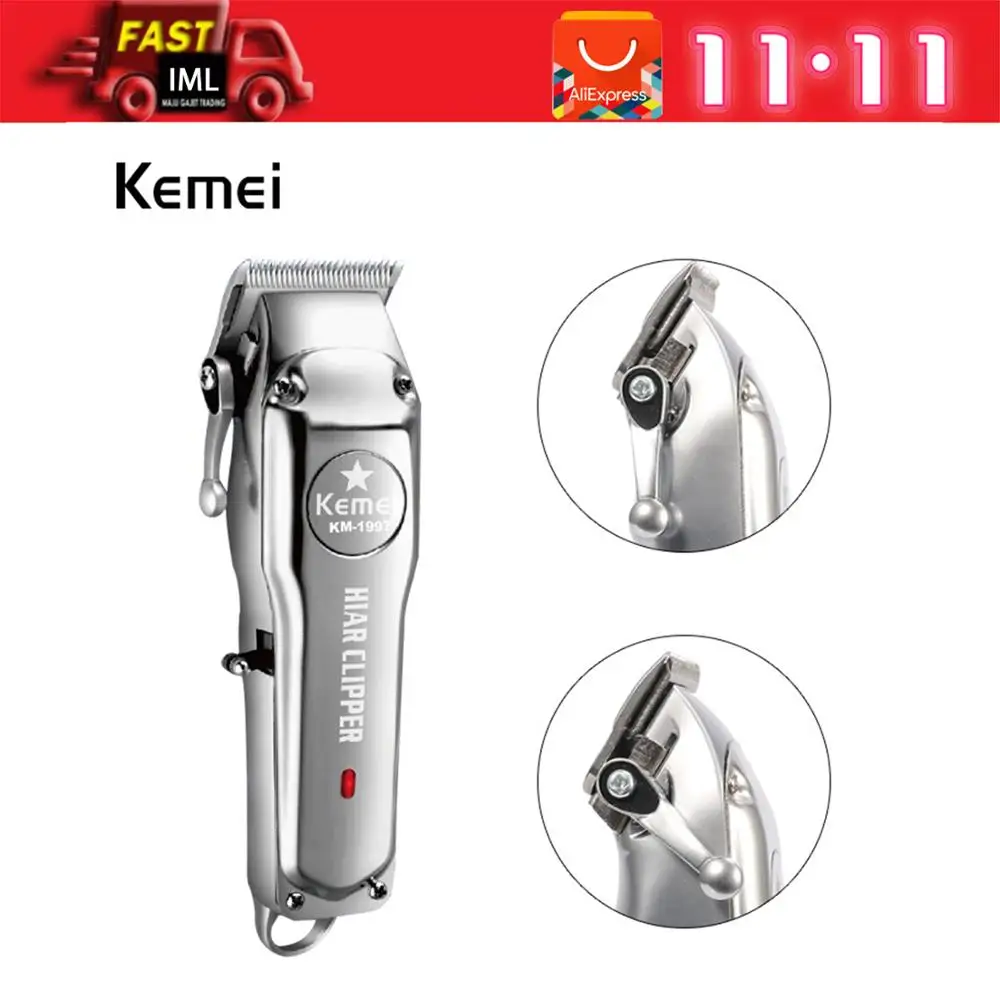 Kemei Barber Shop Rechargeable Hair Clipper Electric Hair Trimmer Professional Haircut Shaver Beard