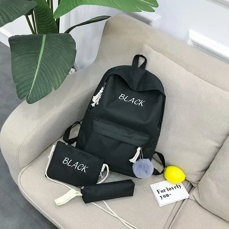 

Backpack 2019 New Style Students Three-piece Set School Bag Casual Versatile Large Capacity Junior High School STUDENT'S Backpac