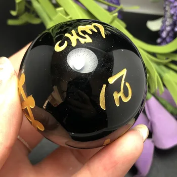 

Natural obsidian trigram feng shui crystal ball, meditation chakra healing