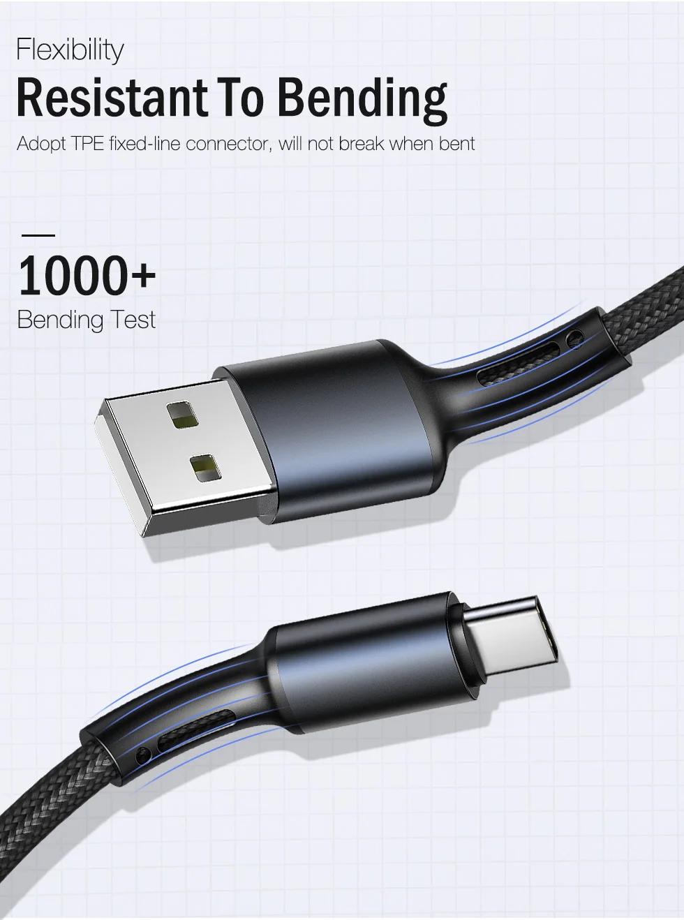 USB Type C Cable For Samsung Xiaomi Redmi Huawei POCO Sony Mobile Phone Cord Fast Charge Wire Short Long 2m 3m Data Charger USBC samsung phone charger cable