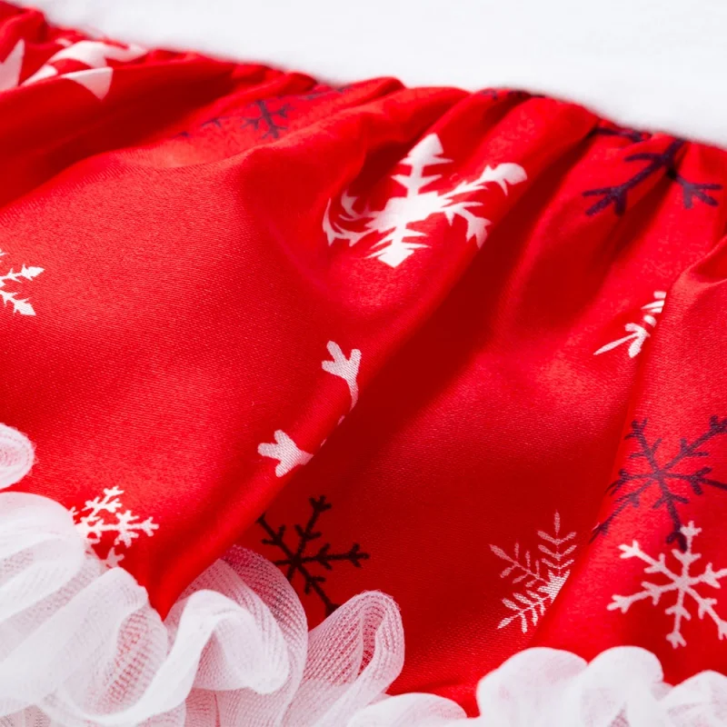 4Pcs First Christmas Baby Romper Tutu Dress Set Newborn Baby Girl Clothes Gown Party Dress+Headband+Shoes+Leg warmer